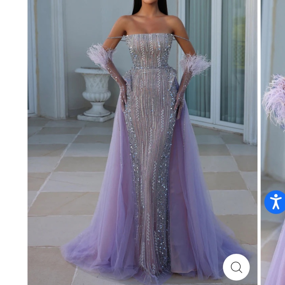 Portia and Scarlett Strapless Lavender and Silver Dress